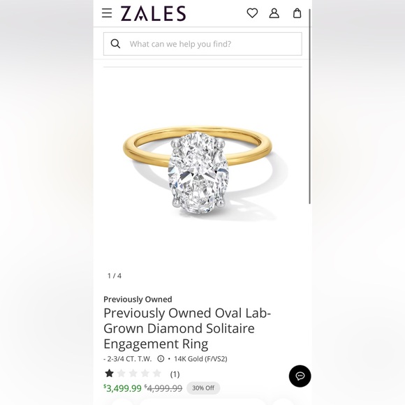 Zales Jewelry - Zales Gold Oval Diamond Ring